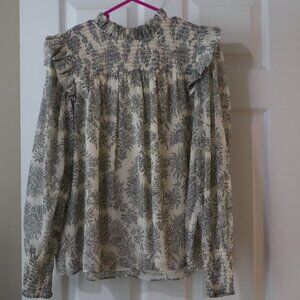 Ann Taylor | Shimmer Ruffle Floral Blouse, Size S